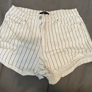 Forever 21 white and navy striped shorts